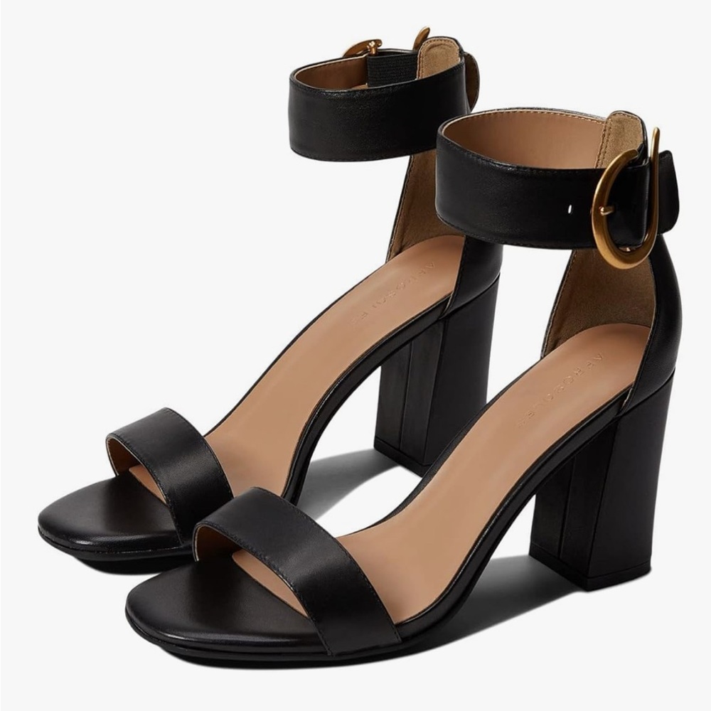 Elegant Black Heeled Aerosole Landon Sandals